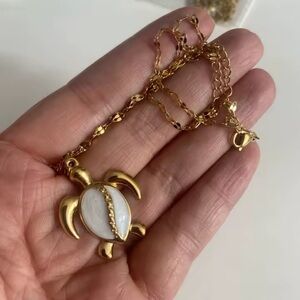 White Turtle 18K Gold Stainless Steel Waterproof Necklace
